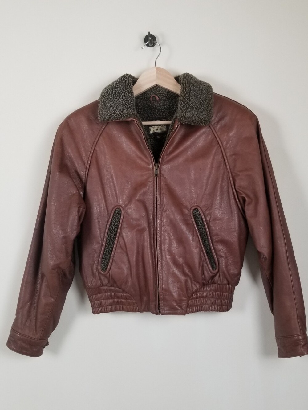 Wilsons Conservation By Robert Comstock Leather Jacket Sherpa Lining Size XS